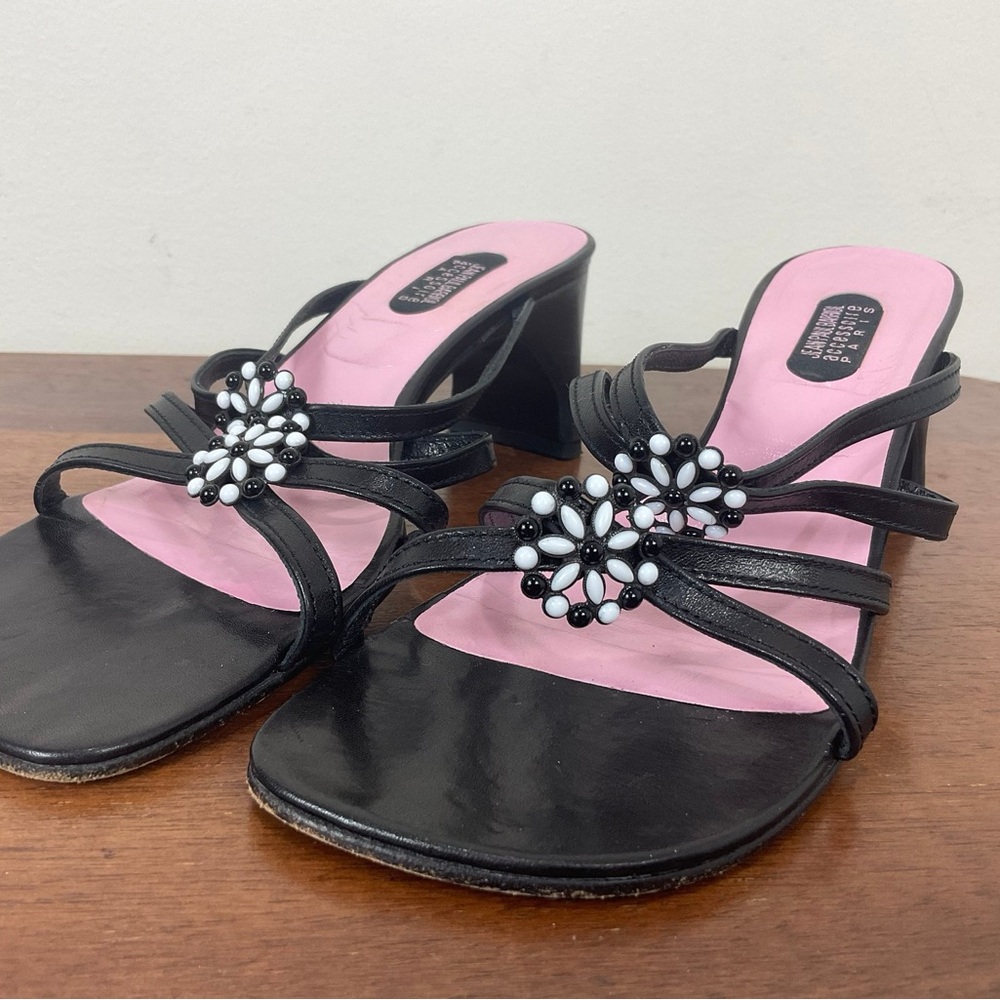 SOLD Y2K black strappy heels sandals with beaded detail size 6.5